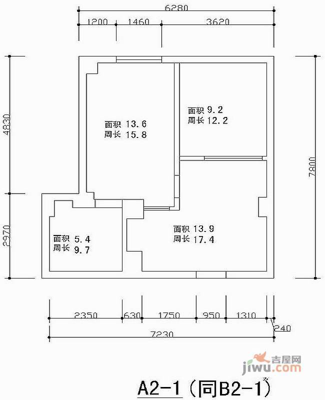 龙江大厦1室0厅1卫42.1㎡户型图