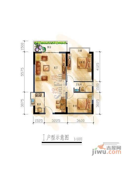 铭盛檀香洲3室2厅2卫户型图