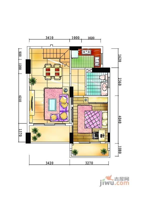 时代花苑2室1厅2卫105.6㎡户型图