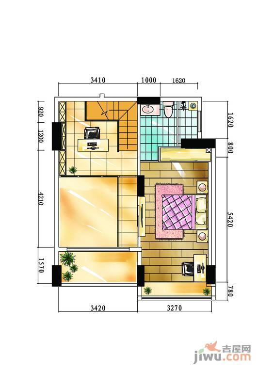 时代花苑2室1厅2卫105.6㎡户型图