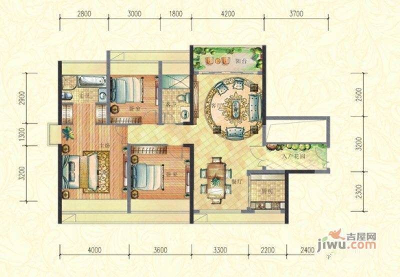 蓝城一号二期2室2厅1卫86㎡户型图