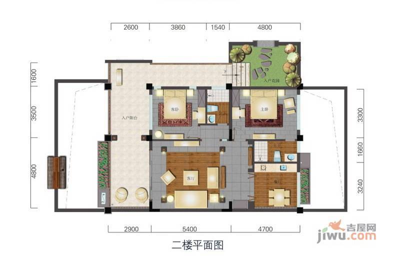 天湖半岛2室1厅1卫92.5㎡户型图