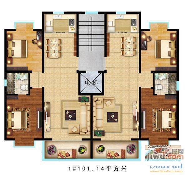 衍宏海岛春天2室2厅2卫85㎡户型图