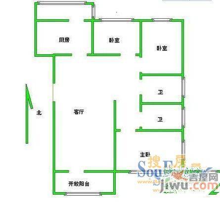 熙岸高尔夫公寓3室1厅2卫户型图