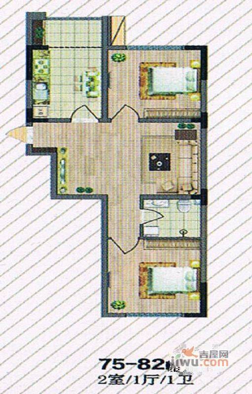 瑞景花园2室1厅1卫户型图