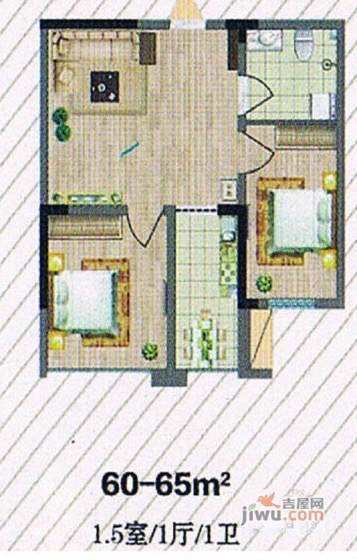 瑞景花园2室1厅1卫户型图