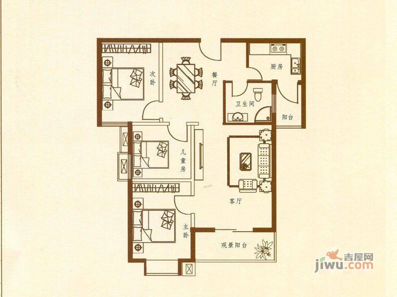 欣欣佳园3室2厅1卫户型图