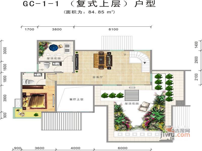 双龙紫薇园普通住宅84.8㎡户型图