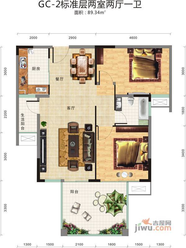 双龙紫薇园普通住宅84.8㎡户型图