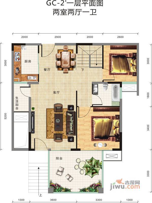 双龙紫薇园普通住宅84.8㎡户型图