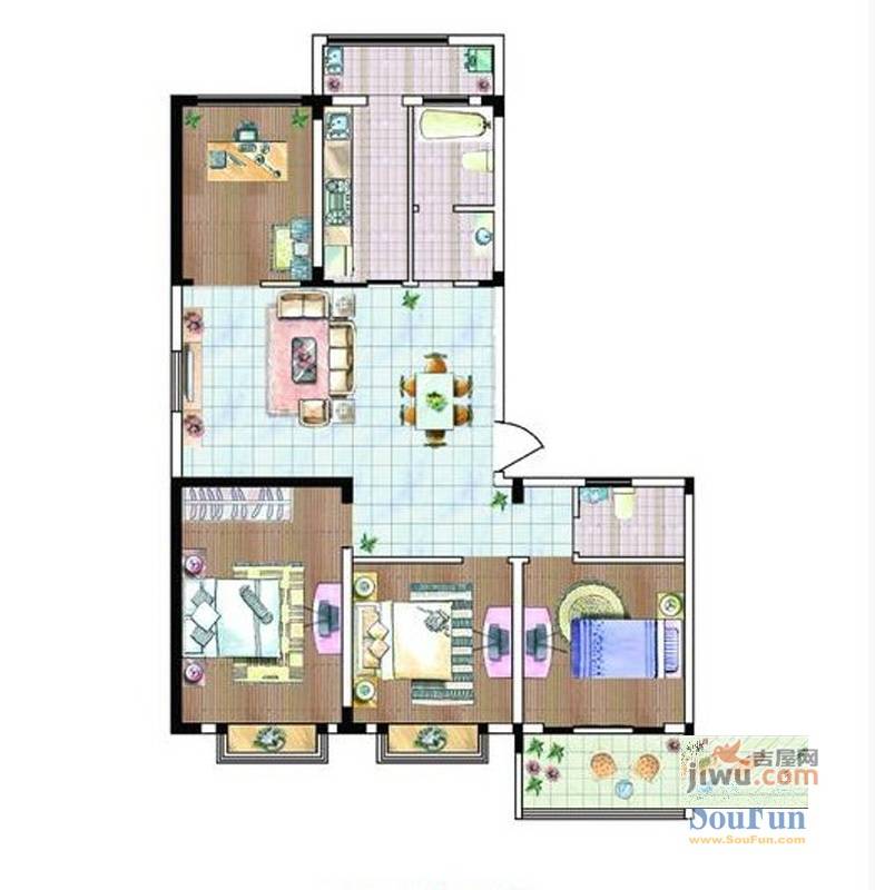 格林春天·野花园二期4室2厅2卫126㎡户型图