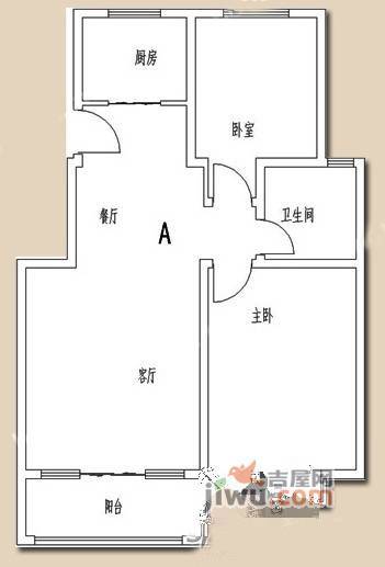 龙翔香格里拉二期2室1厅1卫80㎡户型图