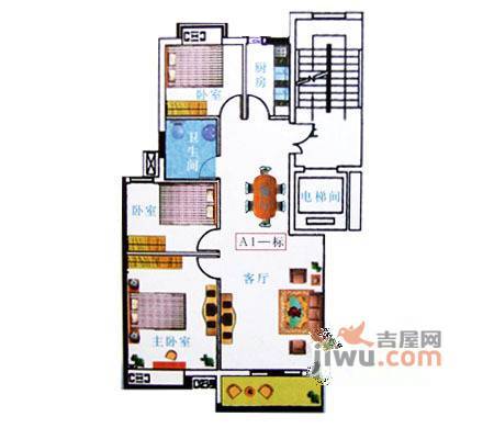 中天·三里银和源3室2厅1卫104.9㎡户型图