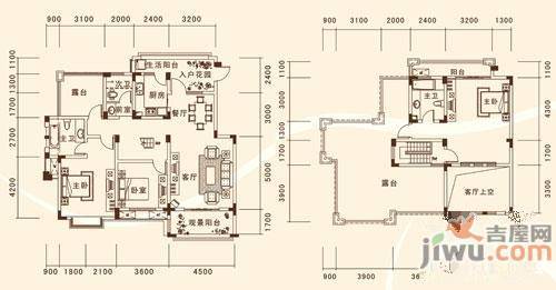 明康华庭阳光2室2厅1卫89.9㎡户型图