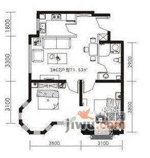 翔凤山水国际2室2厅1卫71.5㎡户型图