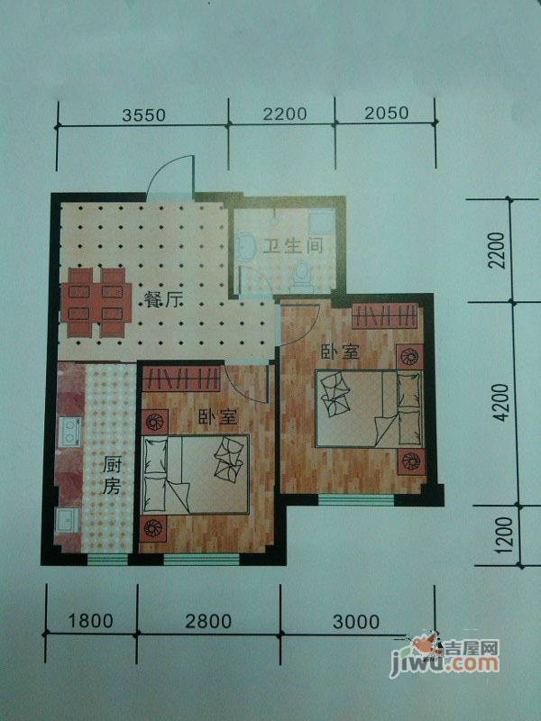 金丰半山庭院2室1厅1卫67.3㎡户型图