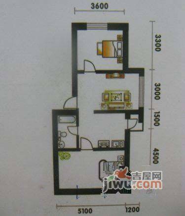 高山明珠2室1厅1卫66.3㎡户型图