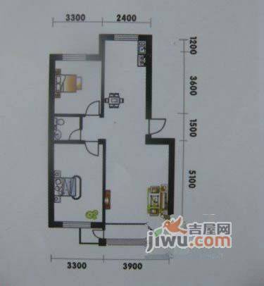 高山明珠2室1厅1卫66.3㎡户型图