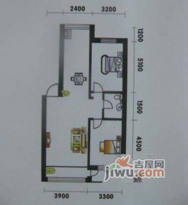 高山明珠2室1厅1卫66.3㎡户型图