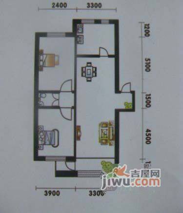 高山明珠2室1厅1卫66.3㎡户型图