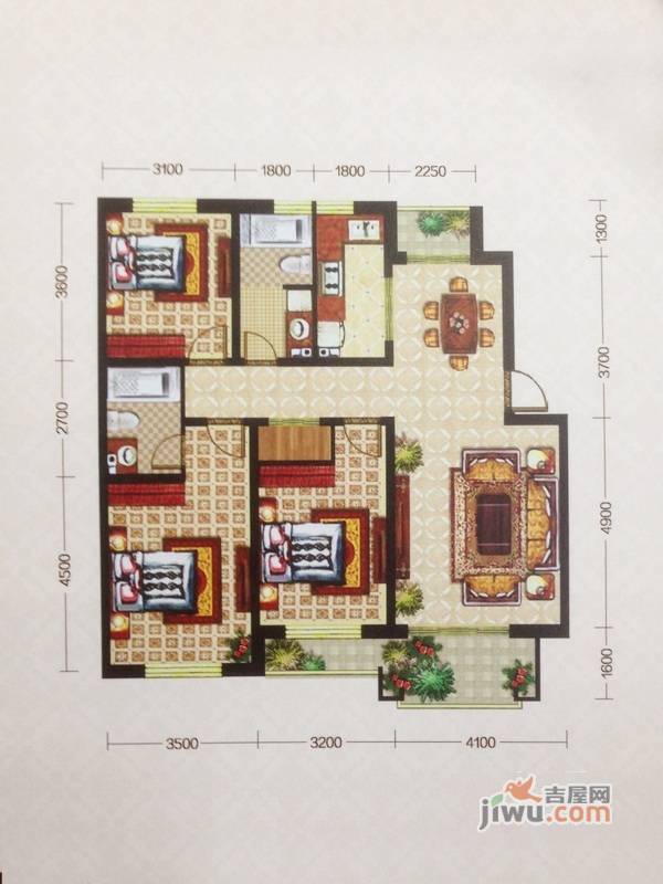 抚顺绿地剑桥3室2厅2卫120㎡户型图