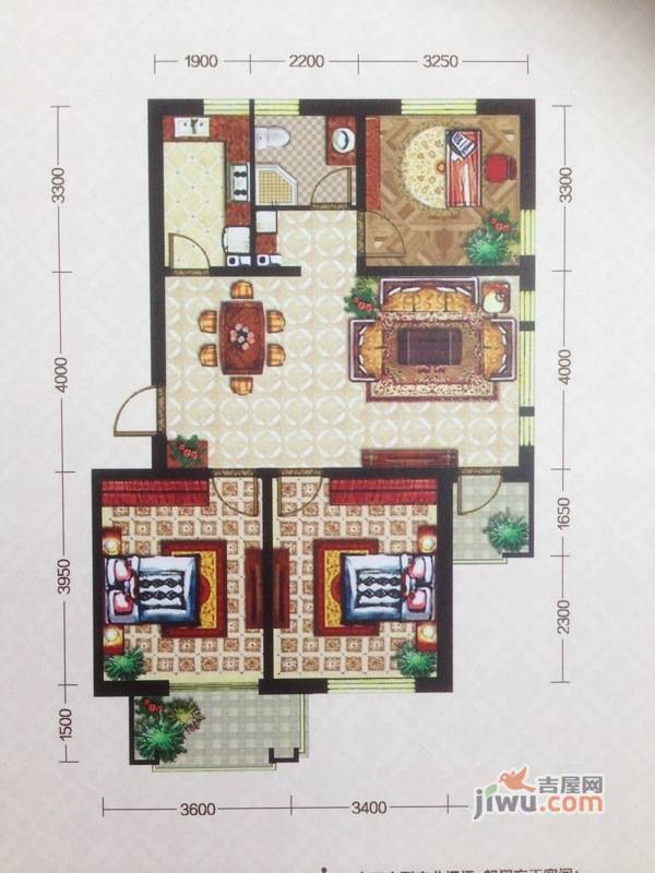 抚顺绿地剑桥3室2厅1卫99㎡户型图