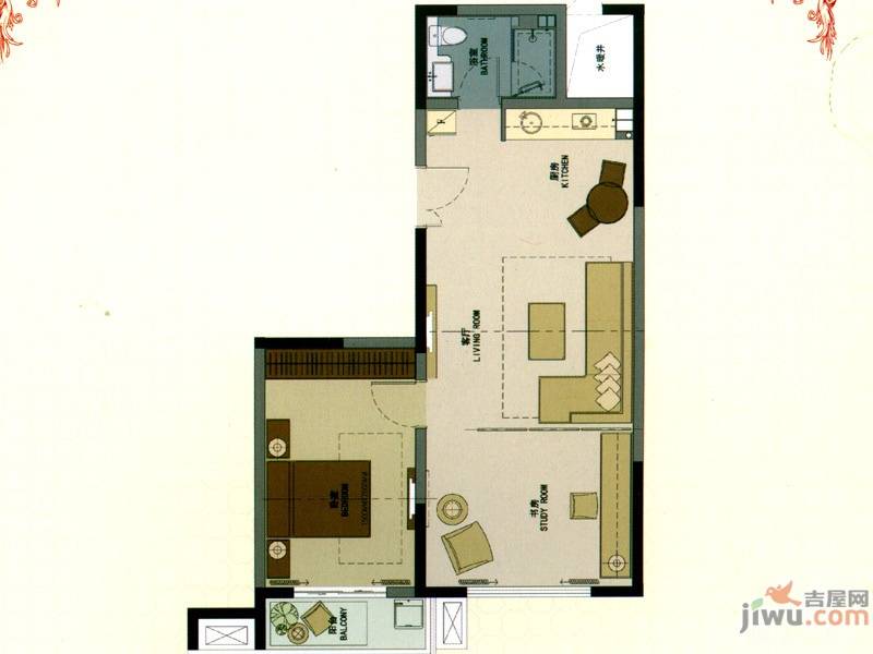 瑞泰假日2室1厅1卫86㎡户型图