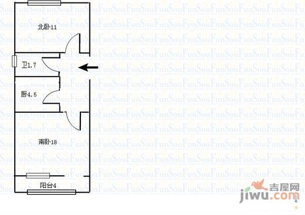 海逸景园2室0厅1卫64㎡户型图