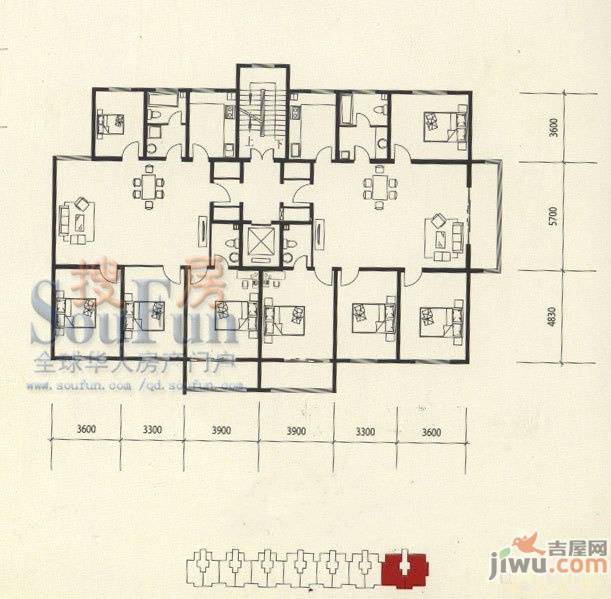 青岛启阳国际4室2厅2卫160㎡户型图