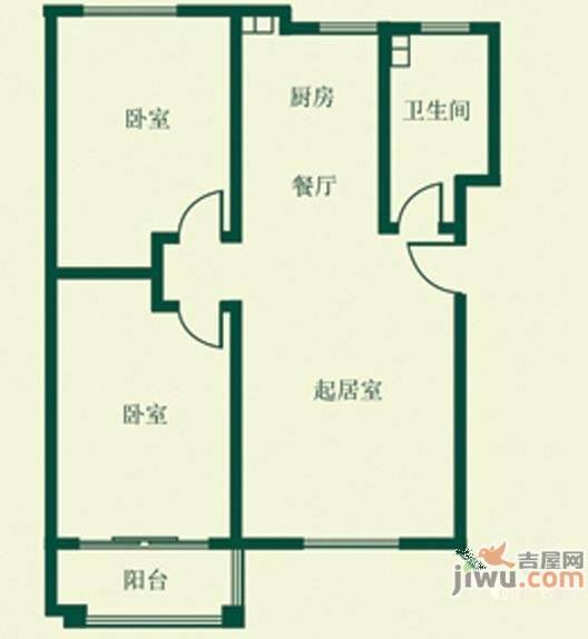 城建竹韵山色2室2厅1卫户型图