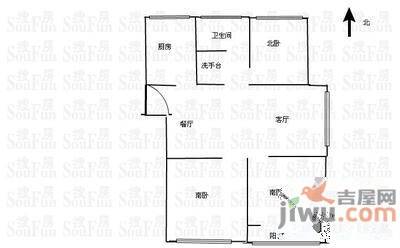 北国之春悠然苑3室2厅1卫105㎡户型图