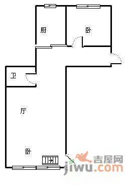 君利依山美居2室1厅1卫70㎡户型图