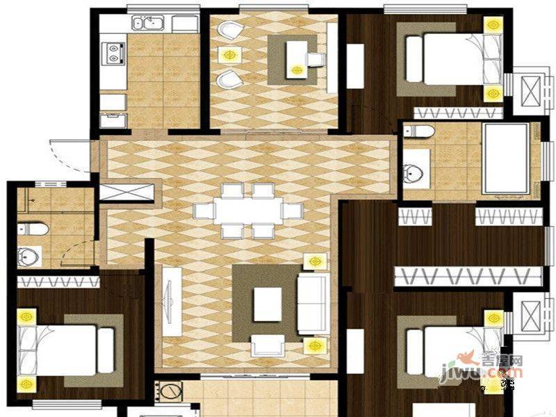 金辉城3室2厅2卫143㎡户型图