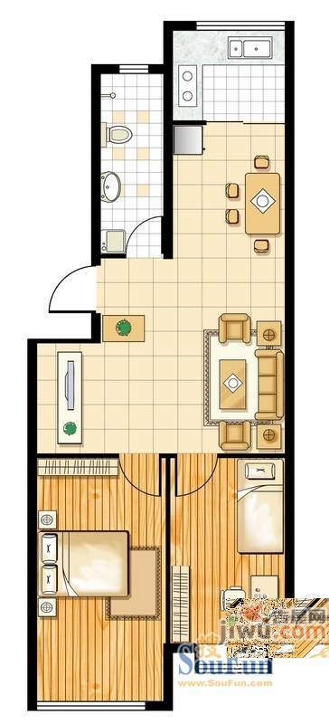 馨逸园浪漫之约2室2厅1卫70.2㎡户型图