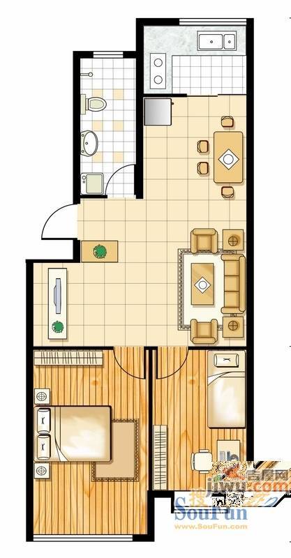 馨逸园浪漫之约2室2厅1卫79.8㎡户型图