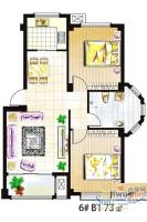 山水沁园2室2厅1卫73㎡户型图