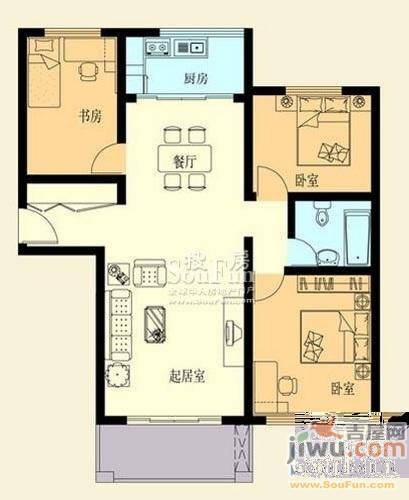 天籁山海花园3室2厅2卫136.5㎡户型图