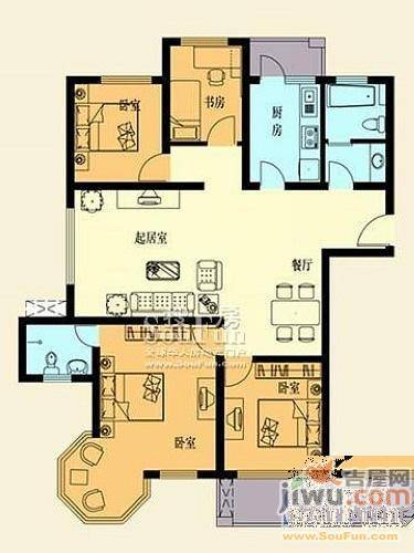 天籁山海花园3室2厅2卫135㎡户型图