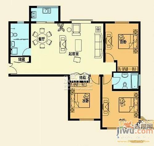 天籁山海花园3室2厅2卫135㎡户型图