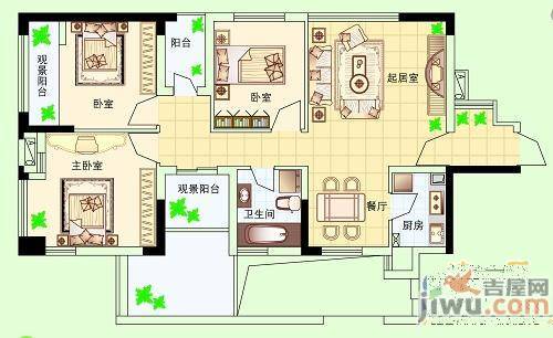 祥隆天合城3室2厅1卫108㎡户型图