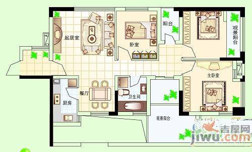 祥隆天合城3室2厅1卫102.6㎡户型图