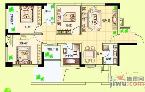 祥隆天合城3室2厅1卫108㎡户型图