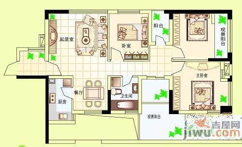 祥隆天合城3室2厅1卫102.6㎡户型图