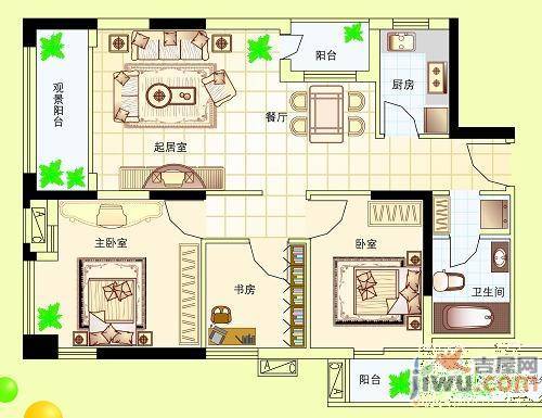 祥隆天合城3室2厅1卫96.7㎡户型图