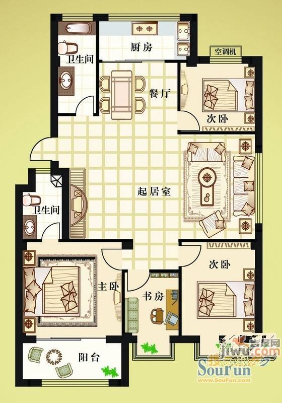 金龙苑4室2厅2卫123.2㎡户型图