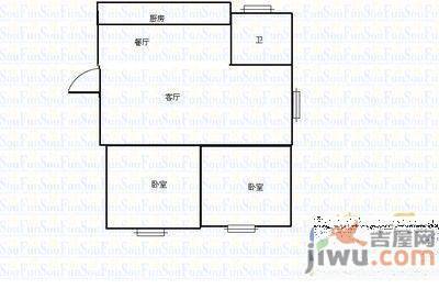 鱼鸟河小区2室1厅1卫户型图