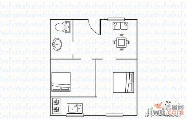 新桥小区2室2厅1卫76㎡户型图