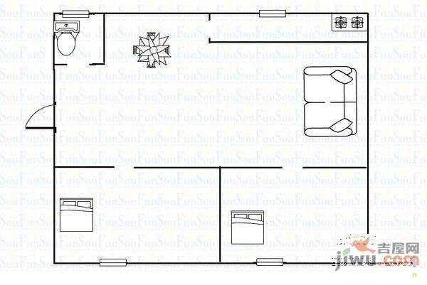 新桥小区2室2厅1卫76㎡户型图