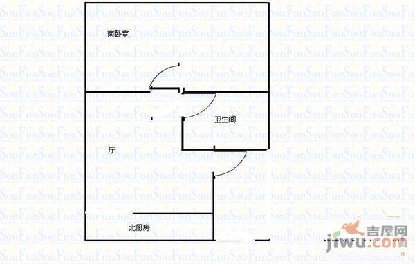 上夼西路2室1厅1卫51㎡户型图