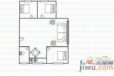 上夼西路2室1厅1卫51㎡户型图